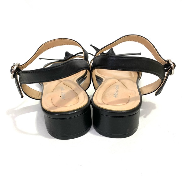 Easy Spirit Flat Ankle Strap Black Sandals 9.5 M Open Toe Bow Round Toe - Picture 11 of 12